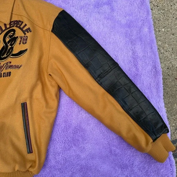 Pelle Pelle Men's Yellow Soda Club Bomber Varsity Jacket - Picture 11 of 14